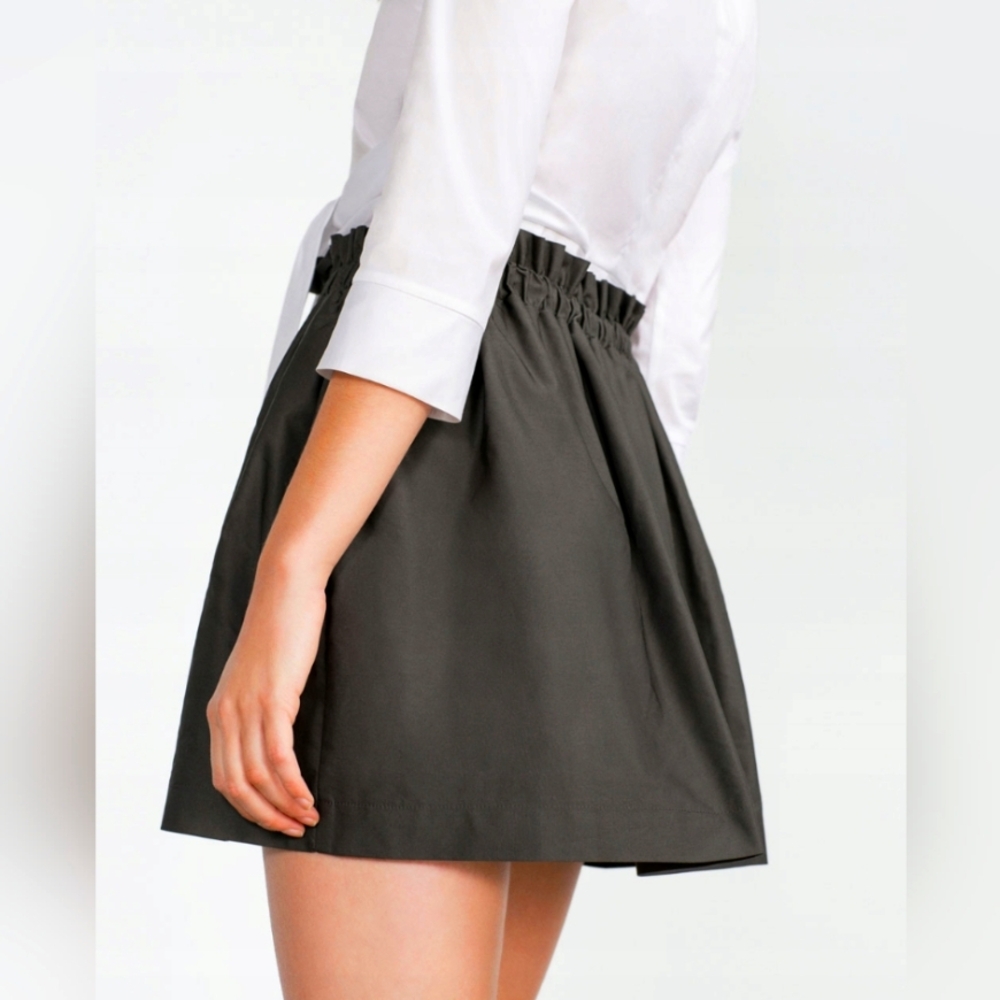 Zara Black Gathered Waist Mini Skirt XS
